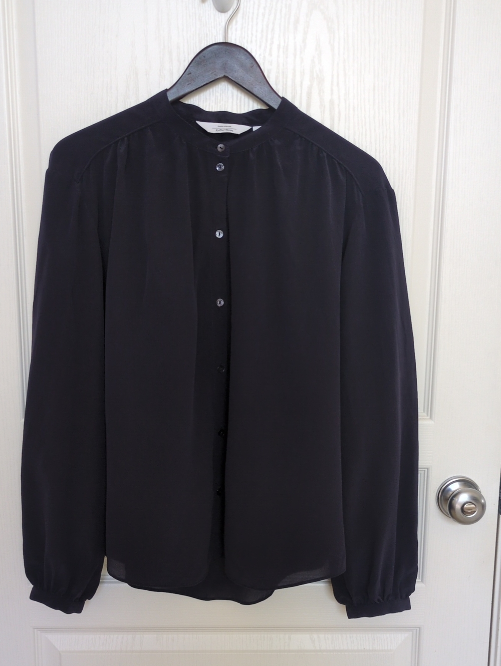 & Other Stories Navy Silk Button down Blouse